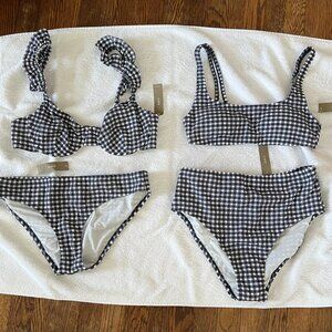 J.Crew - (Set of 2) Gingham Check Bikini Tops & Bottoms (NWT)